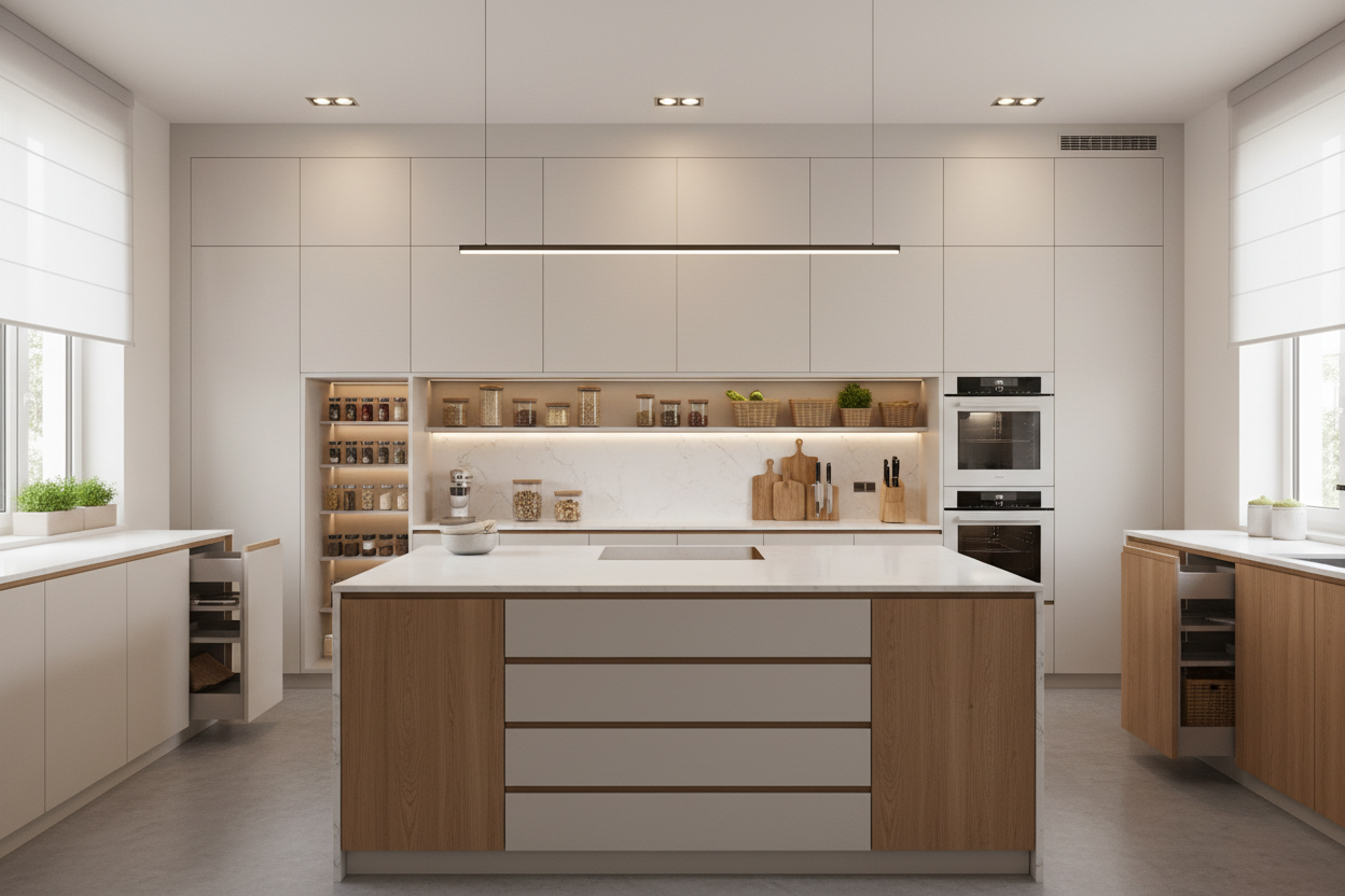 Cuisine élégante avec rangements intégrés