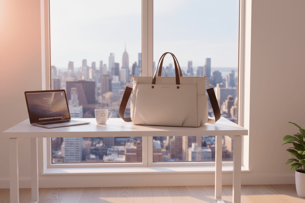 Desk setup vue sur la ville