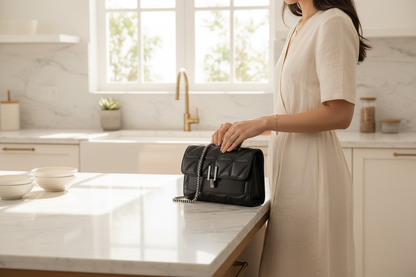 Femme dans cuisine moderne