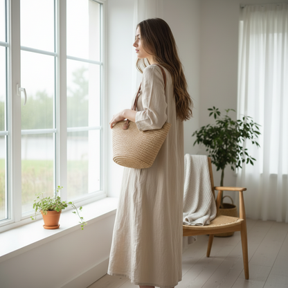 Femme près de la fenêtre