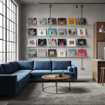 Galerie musicale murale avec supports transparents