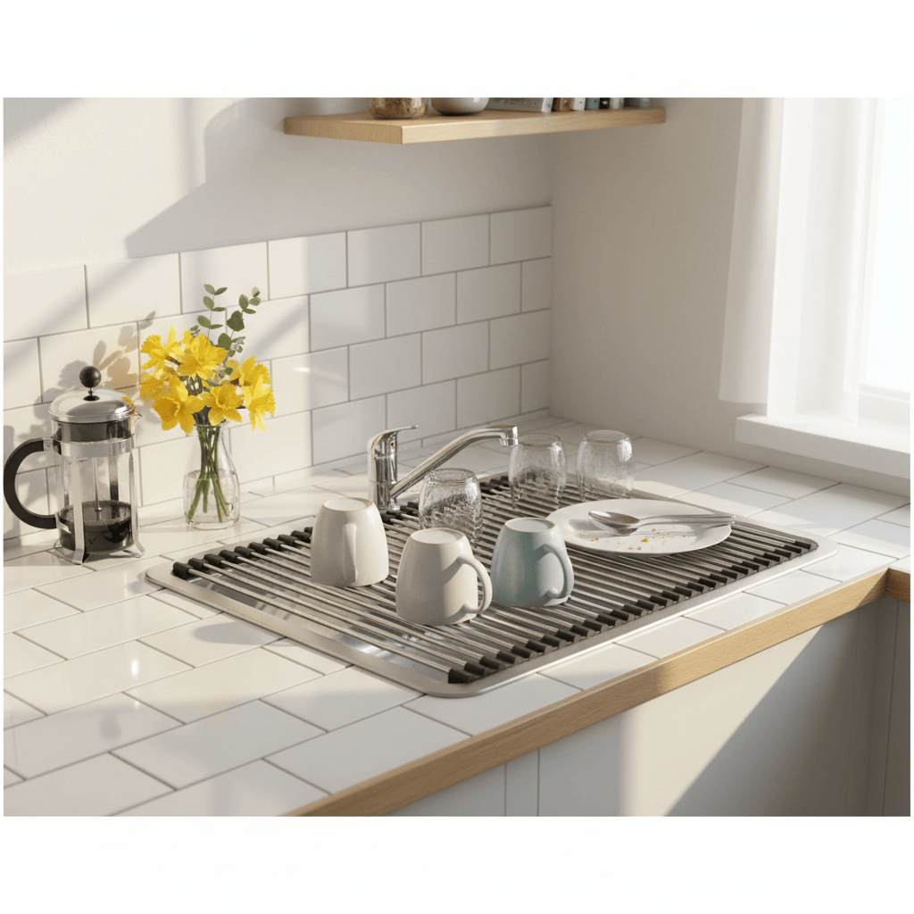 Égouttoir dans petite cuisine