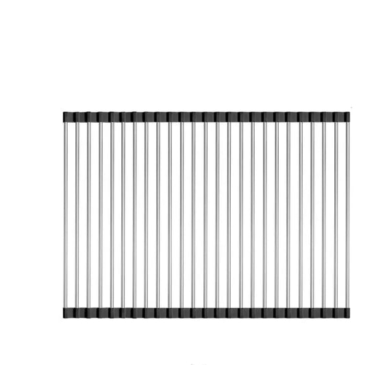 Égouttoir Pliable en Acier Inoxydable pour Évier - Solution de Rangement Multifonction Grande Capacité Noir 45x49cm 