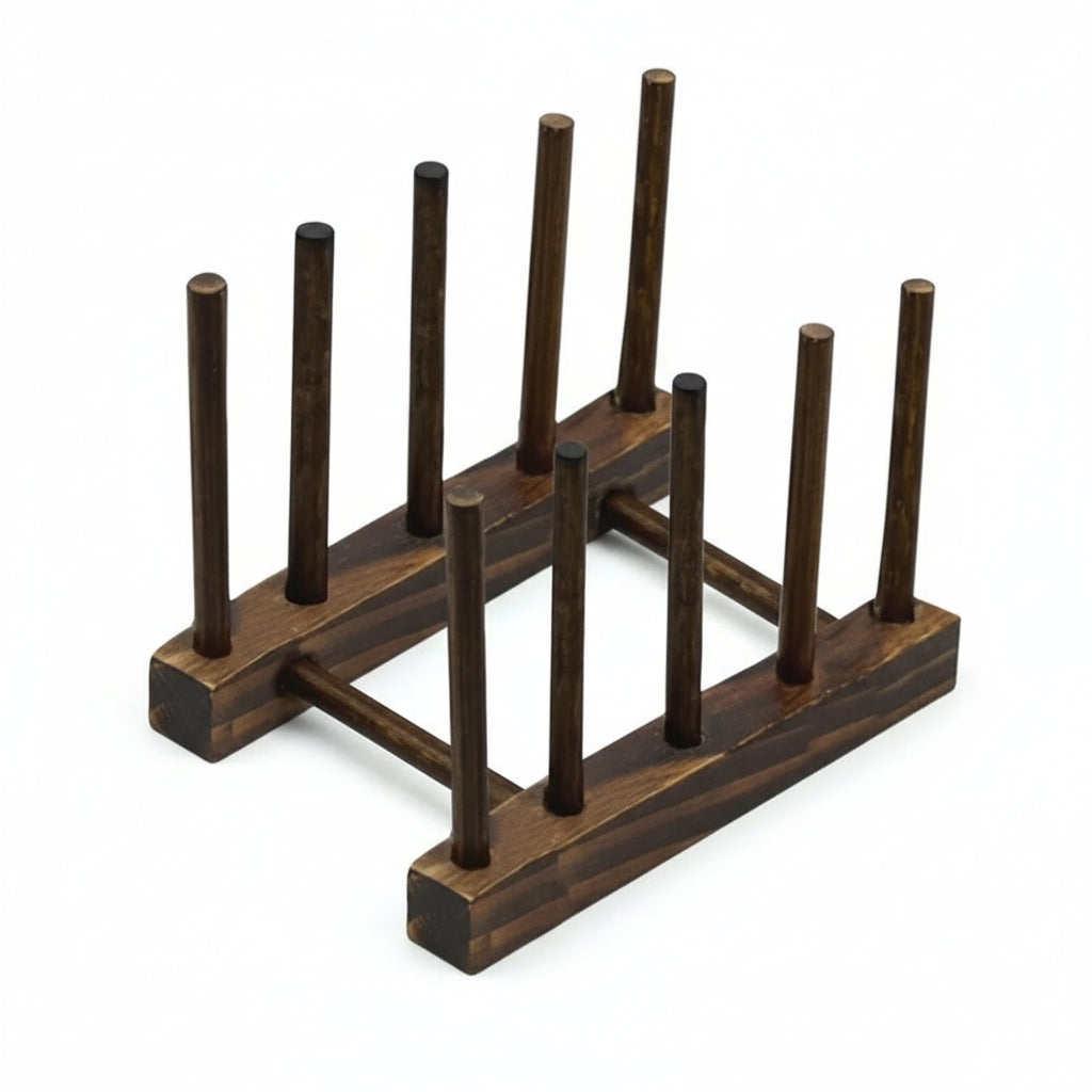 Égouttoir_Vaisselle_Bois_Multifonction_Cuisine_Marron_4 Compartiments