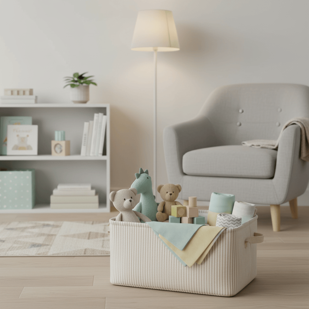 Grande boîte rayée pour jouets et couvertures