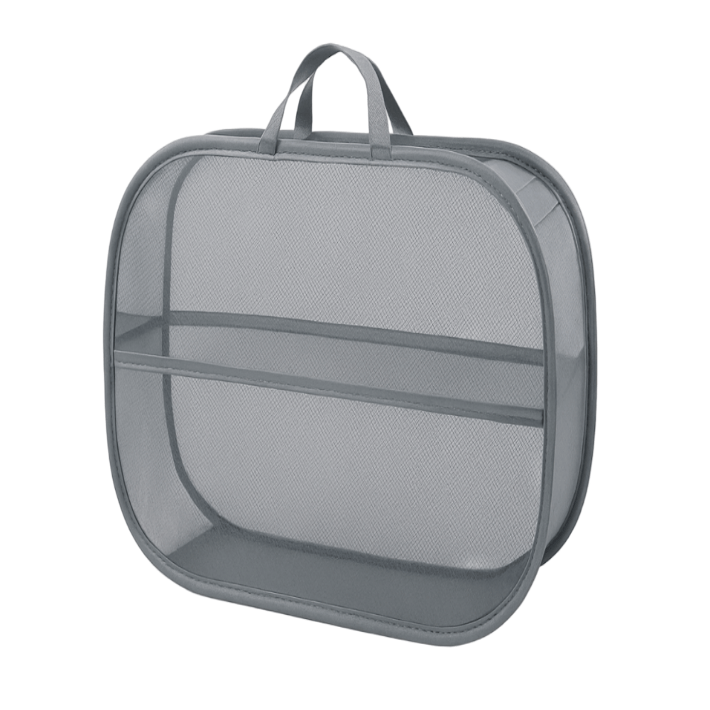 Gray horizontal laundry basket