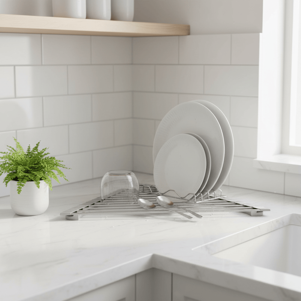 Gros plan égouttoir en utilisation