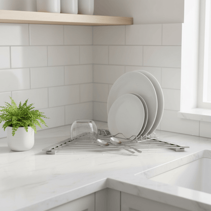 Gros plan égouttoir en utilisation