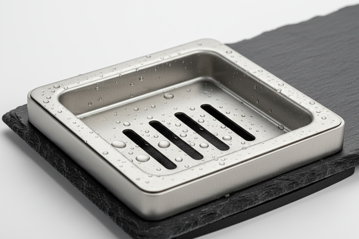 Gros plan porte-éponge matériaux premium