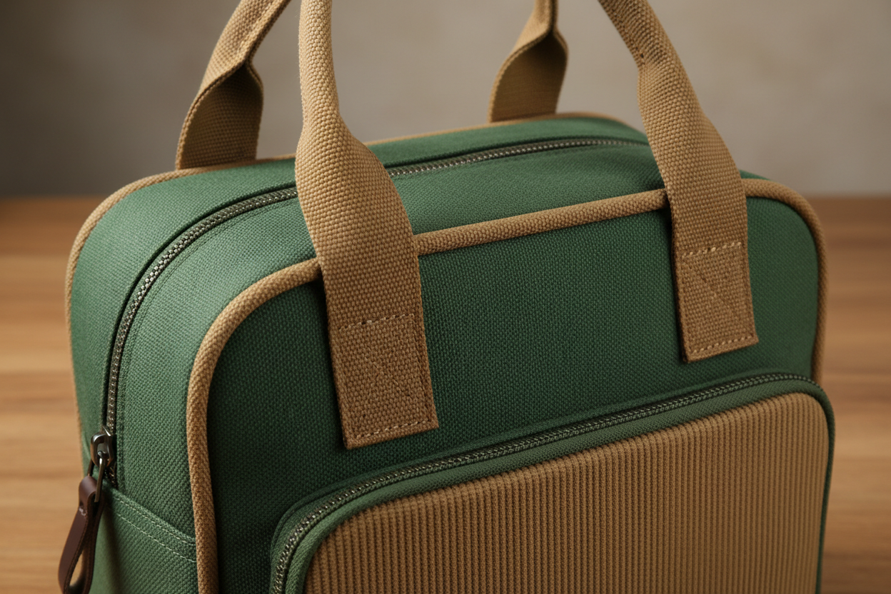 Gros plan sur les matériaux du sac