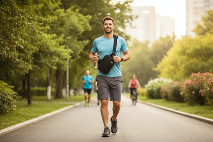 Homme dans un parc avec le sac