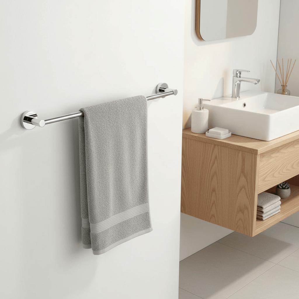 Intérieur de salle de bain contemporain avec accents bois