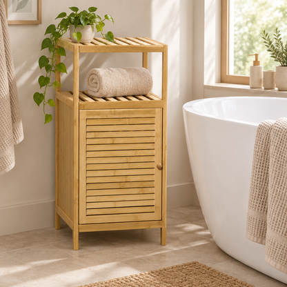 Mise en scène 2 : meuble à côté d'une baignoire îlot