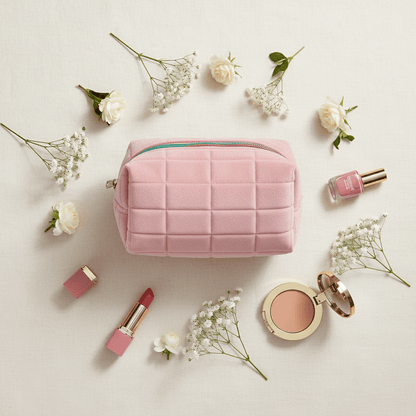 Mise en scène flatlay rose