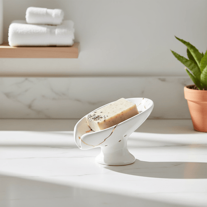 Mise en scène porte-savon blanc