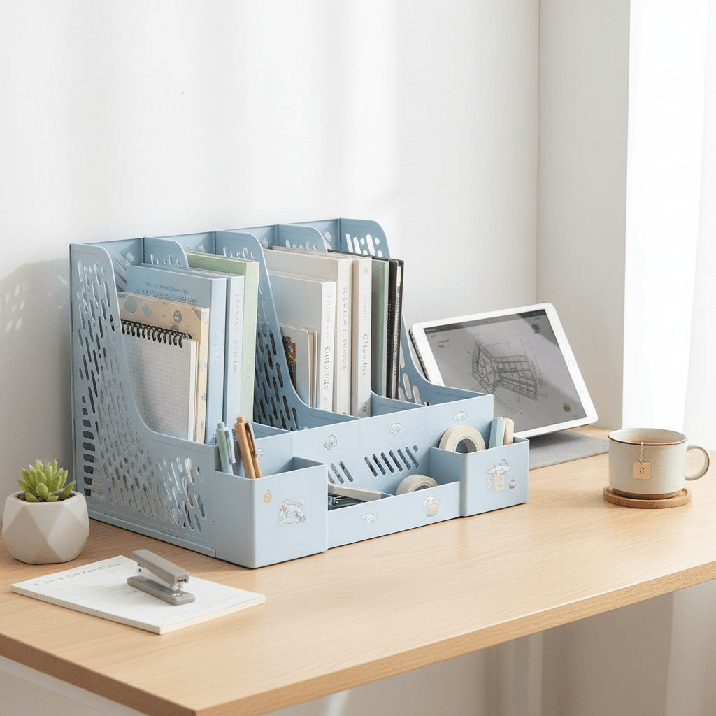 Organisateur 4 colonnes bleu clair étudiant