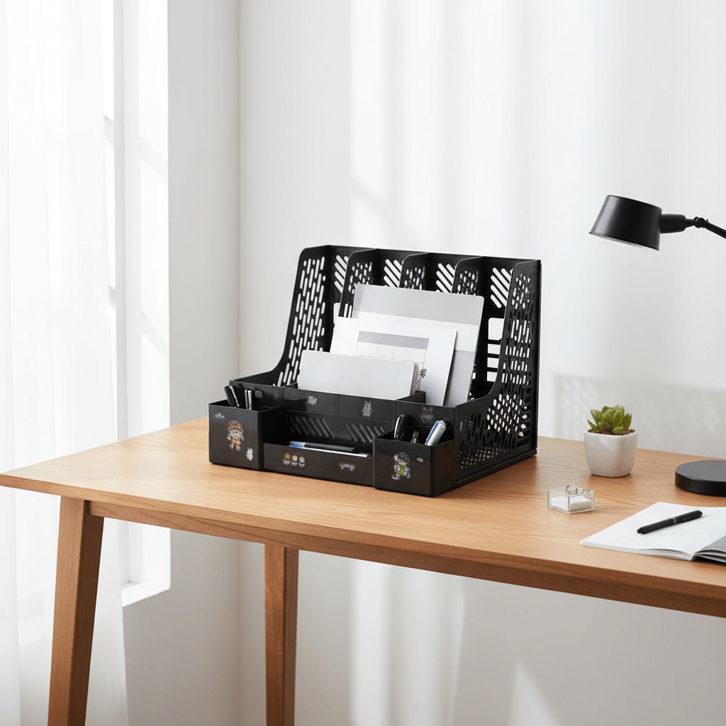 Organisateur 4 colonnes noir bureau