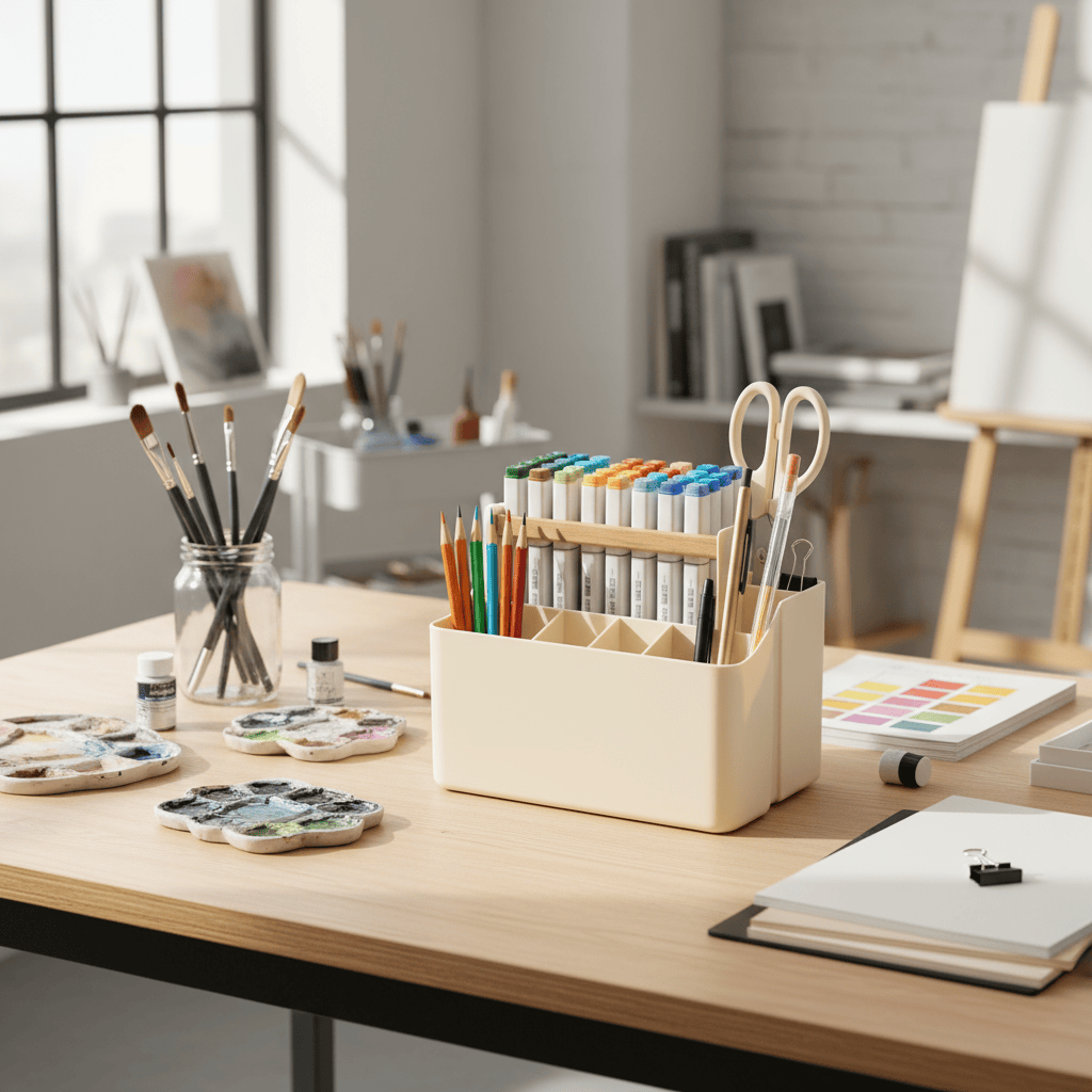 Organisateur bureau blanc studio art