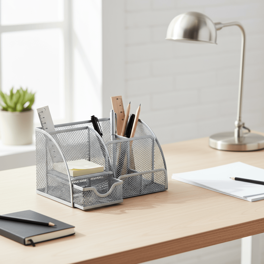 Organisateur métal argent bureau pro