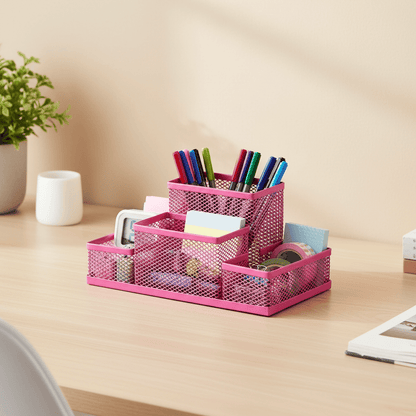 Organisateur maille rose bureau domicile