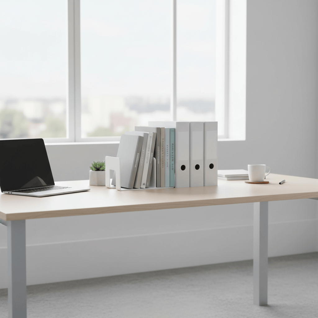 Organiseur blanc pur 4 compartiments avec livres