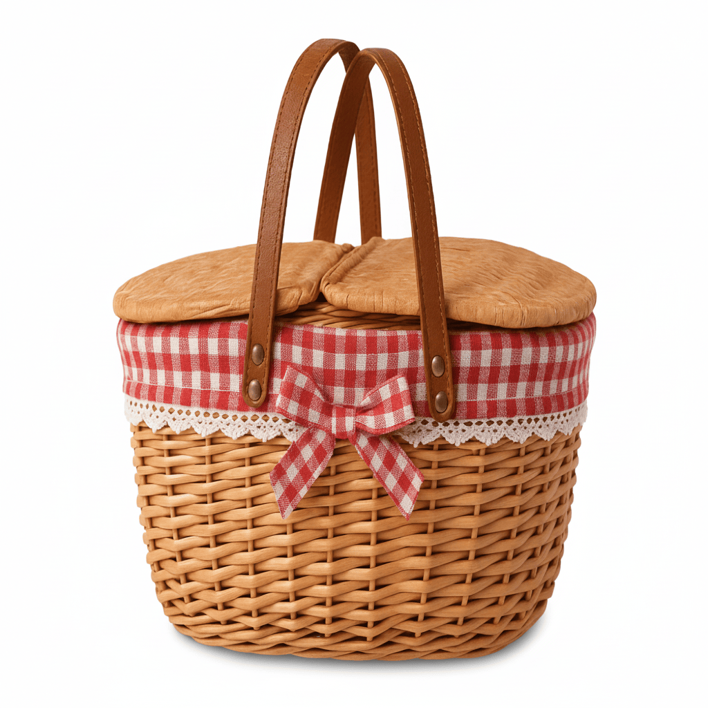 Panier avec doublure à carreaux