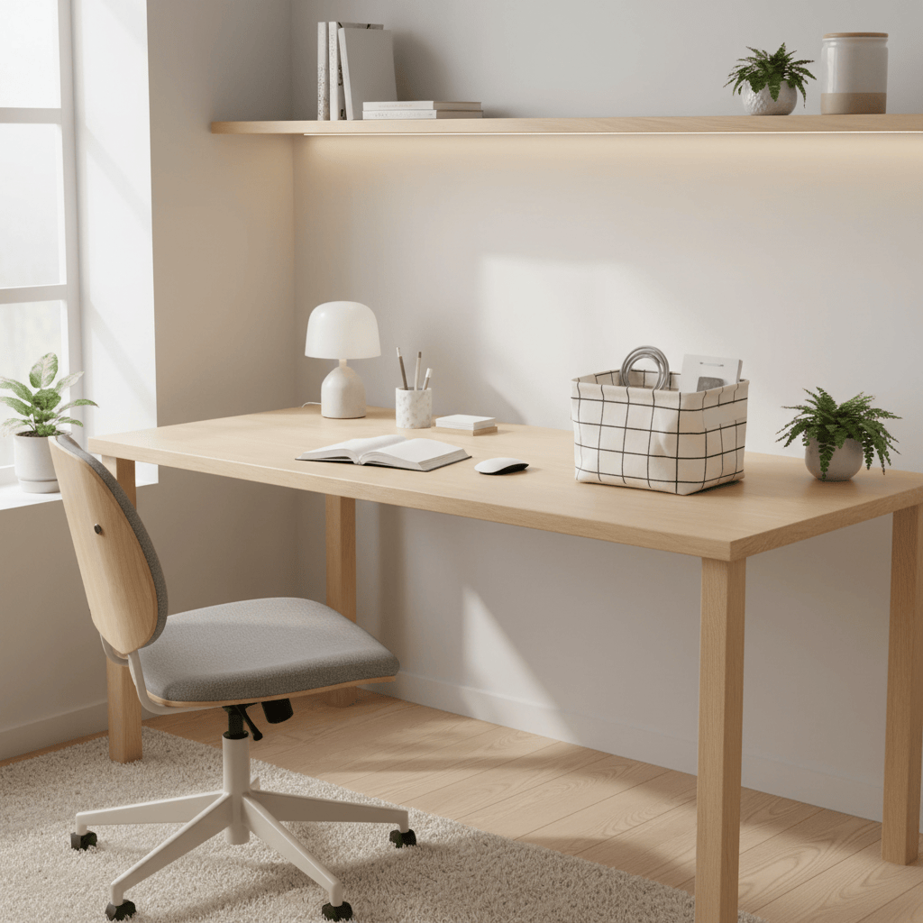 Panier beige et blanc quadrillé