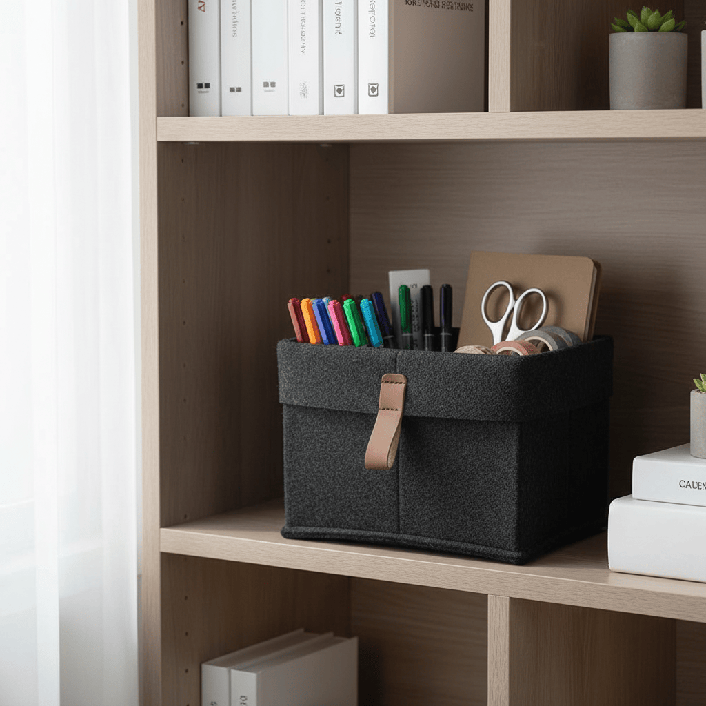 Panier gris avec bords recourbés