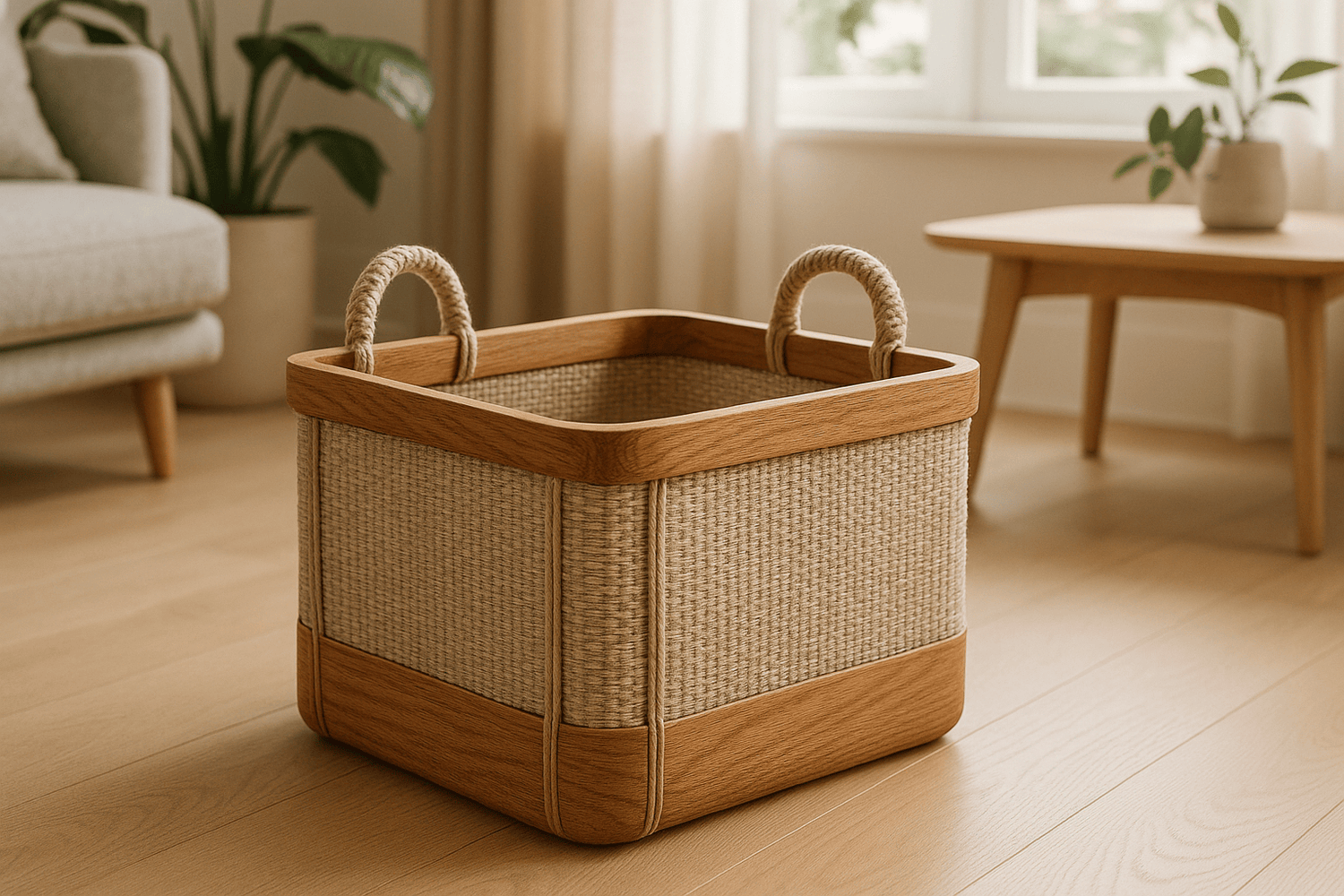 Panier élégant dans salon lumineux