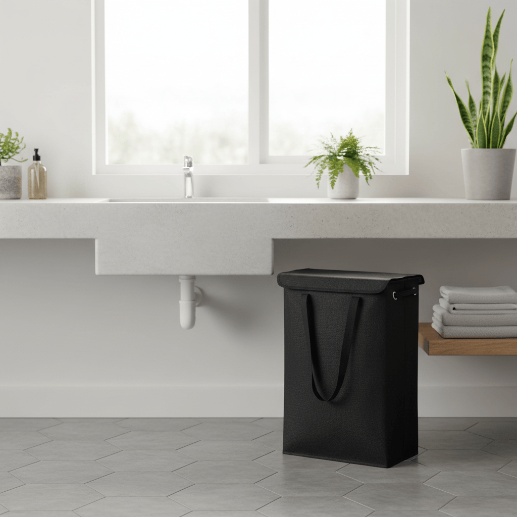 Panier linge 45L tissu TC couvercle magnétique