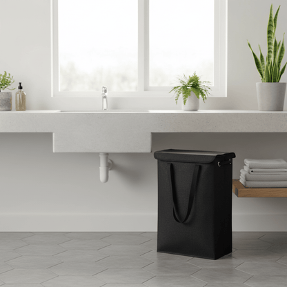 Panier linge 45L tissu TC couvercle magnétique