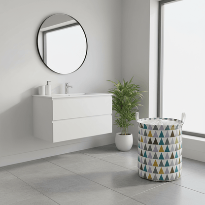 Panier linge coton triangles avec cordon fermé