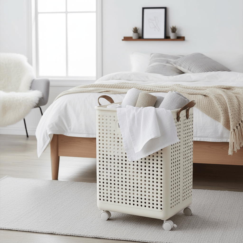 Panier à linge dans une chambre