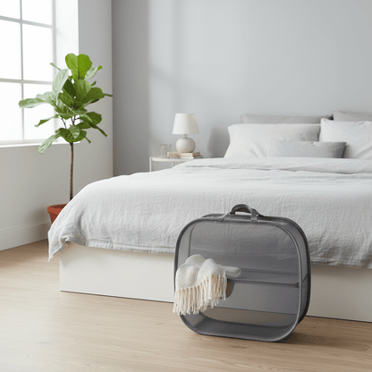 Panier linge mesh polyester gris orientation horizontale