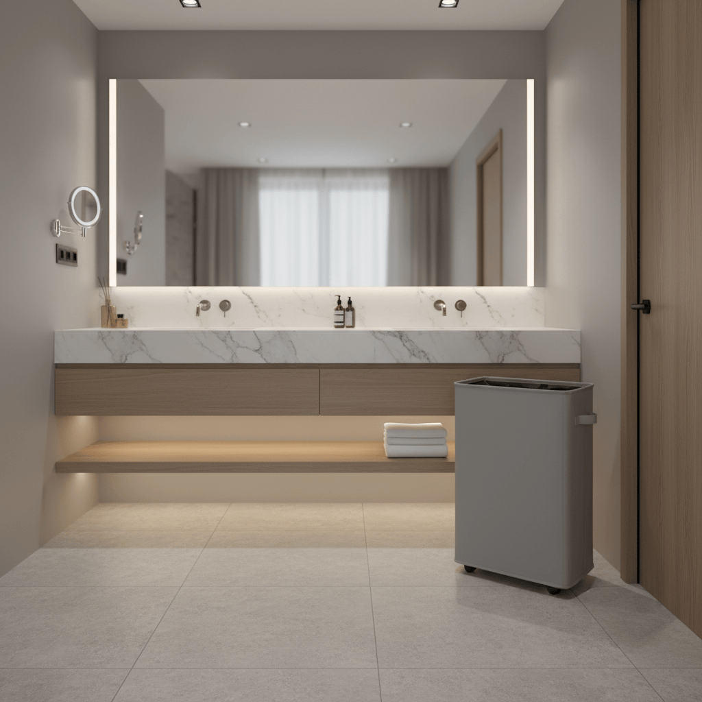 Panier linge Oxford gris avec coutures renforcées