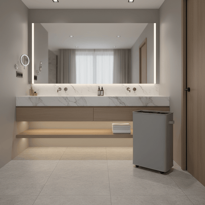 Panier linge Oxford gris avec coutures renforcées