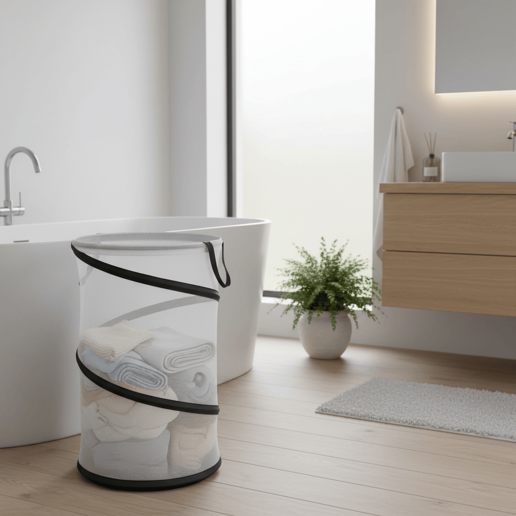 Panier linge pliable mesh avec finitions élégantes