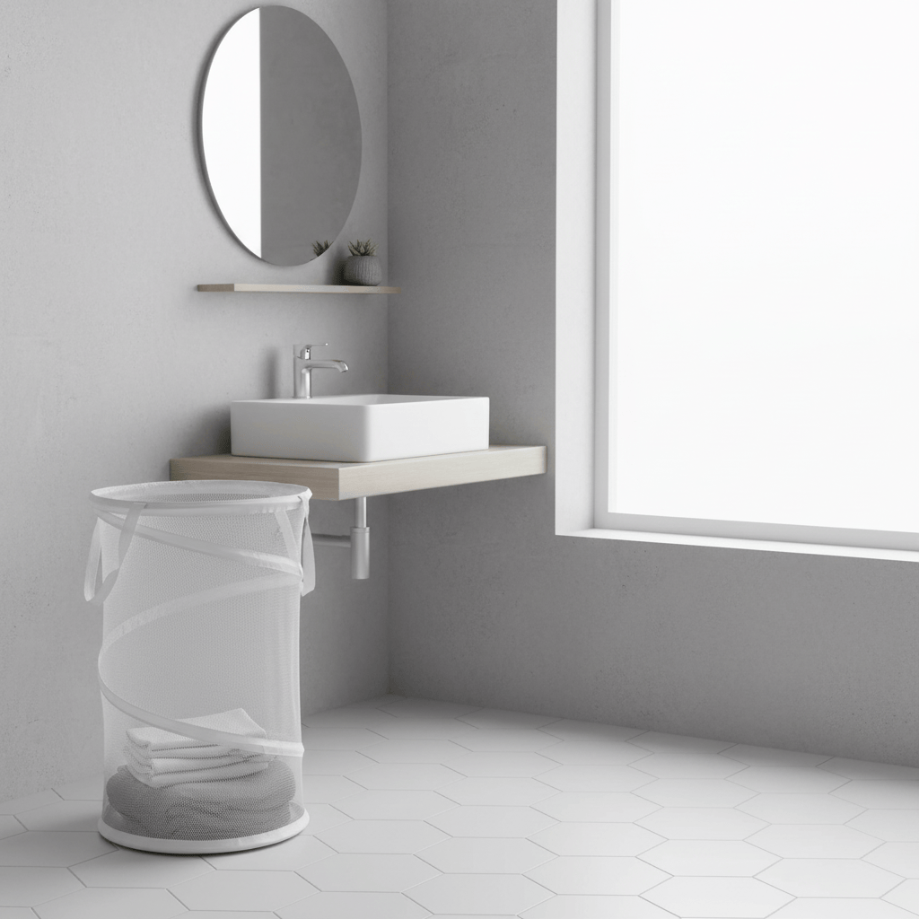 Panier linge pliable mesh respirant avec base rigide