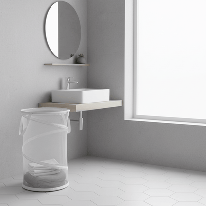 Panier linge pliable mesh respirant avec base rigide