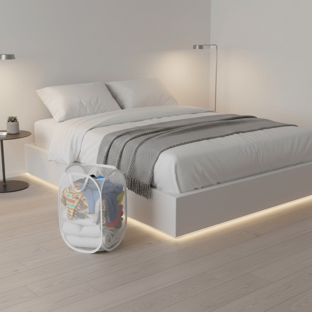 Panier linge pop-up mesh blanc capacité généreuse