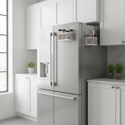 Panier magnétique blanc sur réfrigérateur