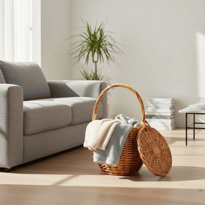 Panier osier marron salon