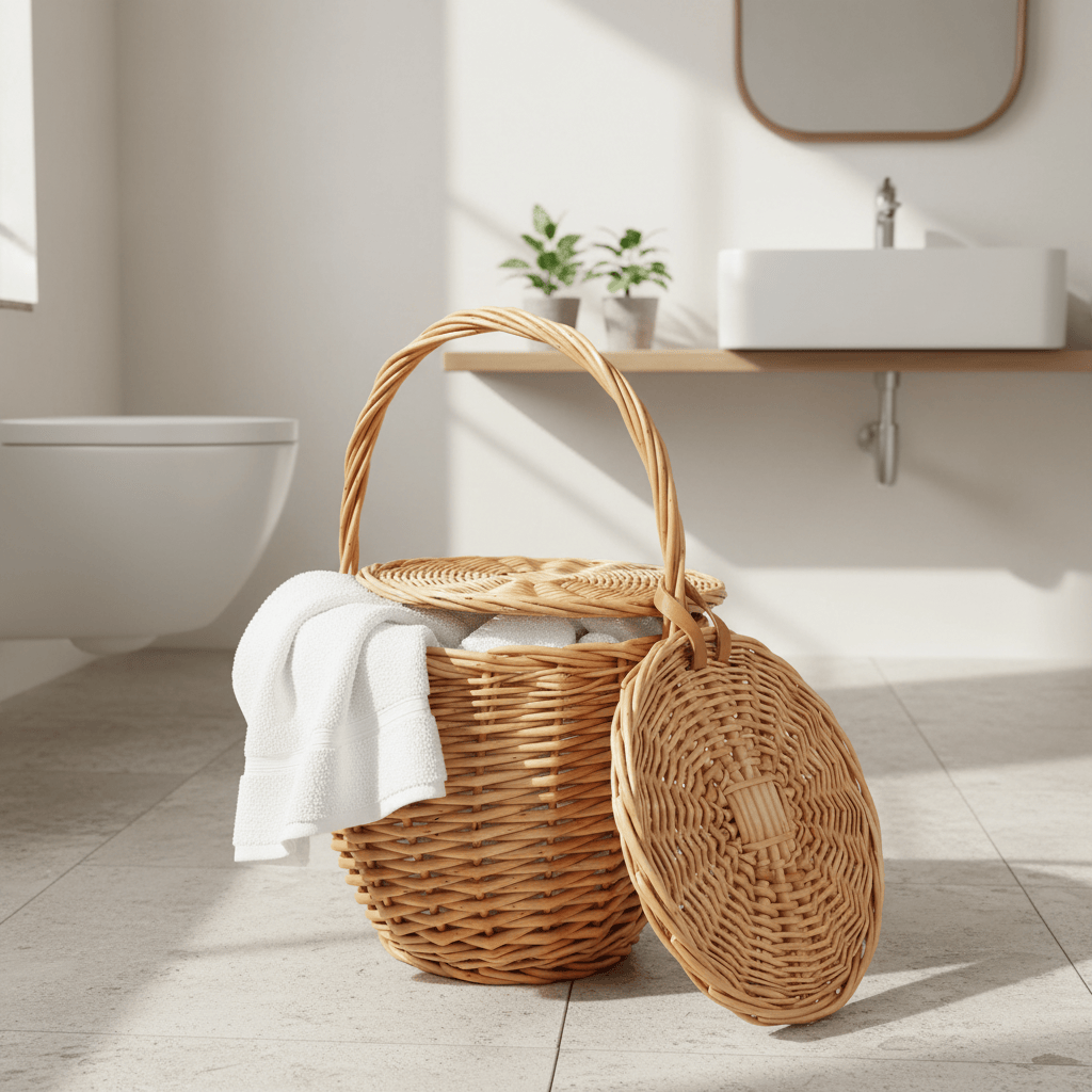 Panier osier naturel salle de bain