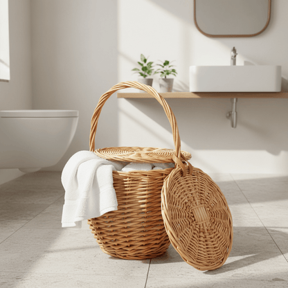 Panier osier naturel salle de bain