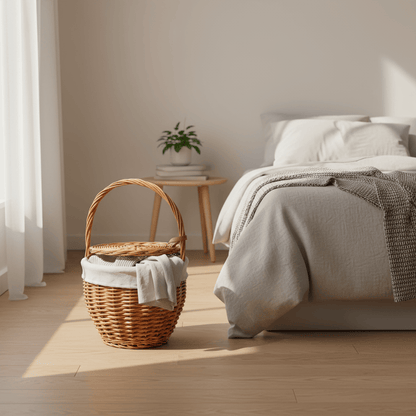 Panier osier pliable marron chambre