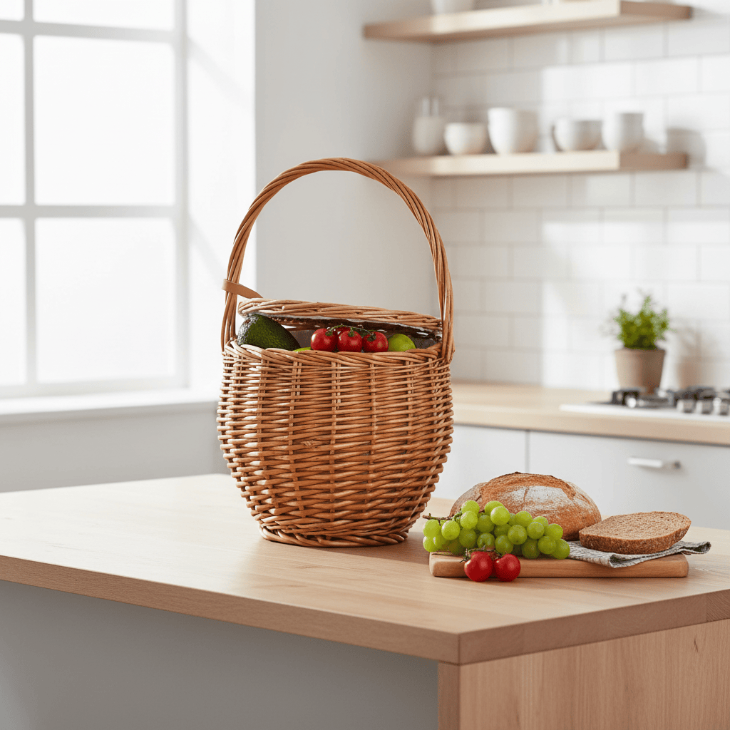 Panier osier pliable marron cuisine