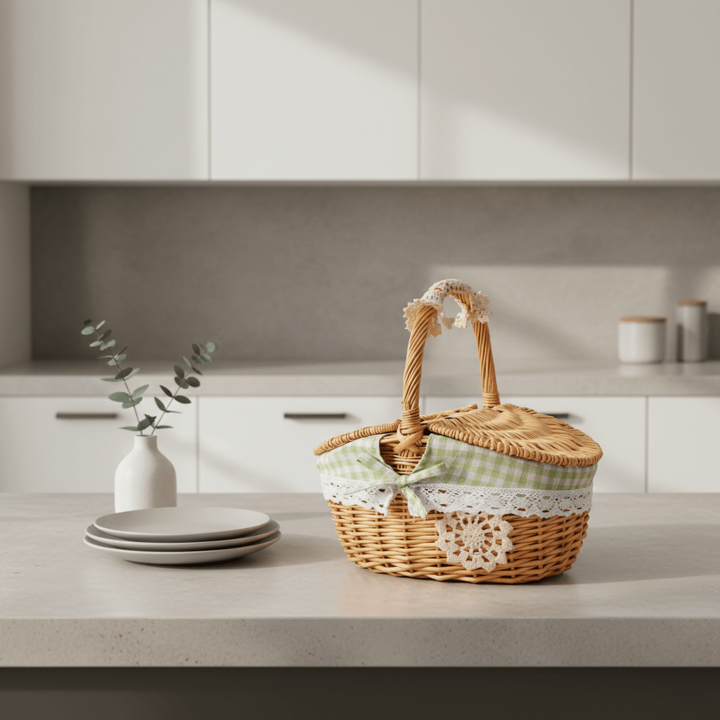 Panier osier vert cuisine