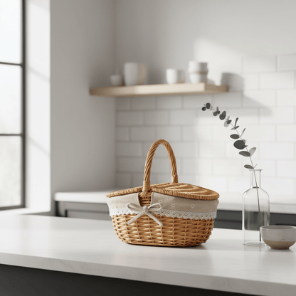 Panier pique-nique beige cuisine