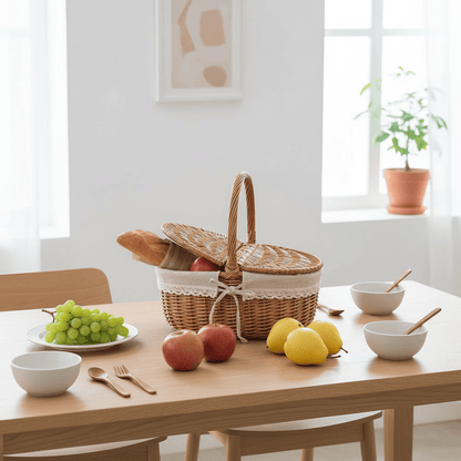 Panier pique-nique sur table
