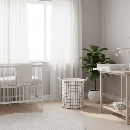 Panier rangement étanche blanc motif quadrillé